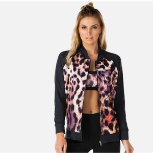 Woman jacket pink sun leopard animal, print size small – medium